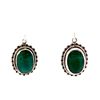 Image 1 : 55.5ctw Flower Desing Emerald Silver Earring