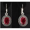 Image 1 : RUBY CORRUNDUM 35.47CTW SILVER HOOK EARRING