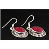 Image 2 : RUBY CORRUNDUM 35.47CTW SILVER HOOK EARRING