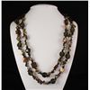 Image 1 : Flat Mother of Pearl & Bold Round Crystal Long Necklace
