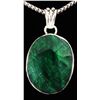 Image 1 : NATURAL EMERALD BERYL 43.83CTW SILVER PENDANT