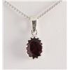 Image 2 : Sterling Silver Prong Set Pendant with Garnet Stone