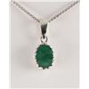 Image 2 : Sterling Silver Prong Set Pendant with Emerald Beryl