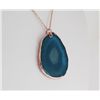 Natural Stone Ocean Blue Agate Big Slice Pendant