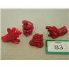 Image 1 : Four small oriental carved red coral sculptures…