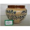 Image 1 : Doulton Lambeth stoneware jardiniere by George Tinworth with blue foliate decoration on buff grou…