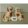 Image 1 : Pair of 19th century Staffordshire dogs in orange and black, approximately 3.5" high…