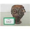 Image 1 : Antique terracotta beaker with primitive face decoration, approximately 6" high…