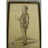 Image 1 : Framed pencil caricature of military officer, signed Pat Rooney, dated 1955…
