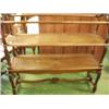 Image 1 : 19th century walnut portmanteau with cane shelves and carved acanthus leaf decoration…
