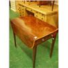Image 1 : George III mahogany and rosewood banded Pembroke table on square tapering legs, headed by satinwo…