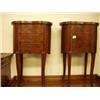 Image 1 : Pair of kidney shaped pot cupboards with herringbone veneer, cabriole legs and ormolu mounts…