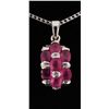 Image 1 : 3.50ctw Pink Ruby Sterling Silver Cluster Pendant 2.35g