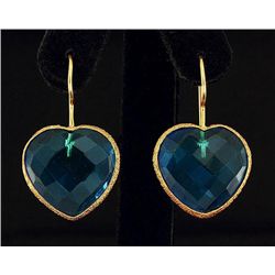 Blue Topaz 39.40ctw in Gold Plated Brass Earring