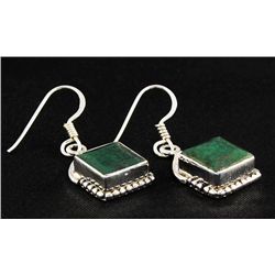EMERALD BERYL 27.96CTW SILVER HOOK EARRING
