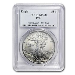 1987 1 oz Silver American Eagle MS-68 PCGS
