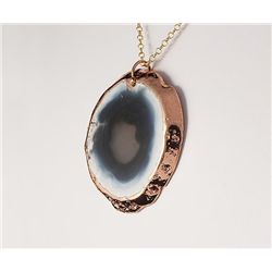 Organic Natural White Gray Agate Big Slice Pendant