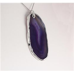 Organic Natural Purple Agate Big Slice Pendant