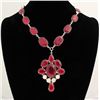 Image 1 : RUBY CORRUNDUM 85.14GRAMS SILVER STATEMENT NECKLACE