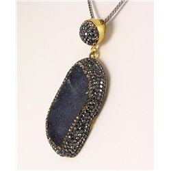 Geode Druzy Natural Stone Pendant Victorian Design