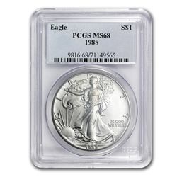 1988 1 oz Silver American Eagle MS-68 PCGS