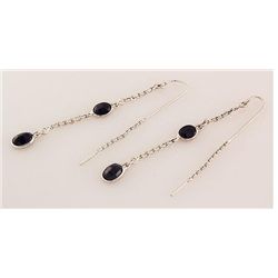 Sterling Silver Drop Dangle 12.17ctw Sapphire Earring