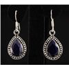 Image 1 : SAPPHIRE CORRUNDUM 26.92CTW SILVER HOOK EARRING