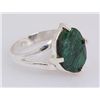 Image 2 : EMERALD BERYL 17.00CTW UNIQUE DESIGN SILVER RING