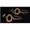 Image 2 : TRI-COLOR GOLD PLATED DROP EARRINGS 21.83g