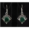 Image 1 : EMERALD BERYL 22.80CTW SILVER HOOK EARRING