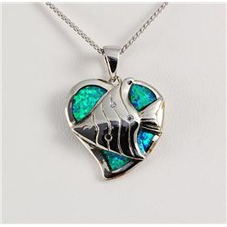 Natural Stone Opal Heart Design Pendant