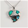 Image 1 : Natural Stone Opal Heart Design Pendant