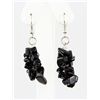 Image 1 : 50.66CTW 2in. BLACK QUARTZ CHIPPED STONE HOOK EARRING