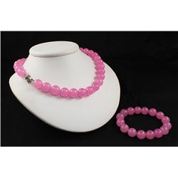 Handknotted Baby Pink Jade Necklace