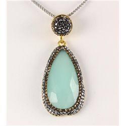 Aqua Seafoam Mint Green Natural Stone Victorian Pendant