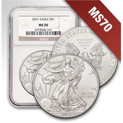 2013 1 oz Silver American Eagle MS-70 NGC (ER) 3 Coin S
