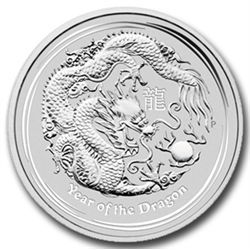 2012 5 oz Silver Australian Lunar Year of the Dragon Co