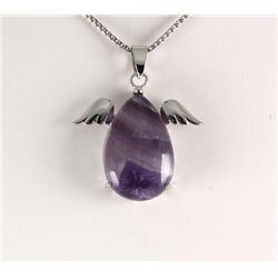Natural Stone Amethyst Pear Pendant