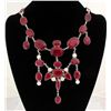 Image 1 : RUBY CORRUNDUM 119.20GRAMS SILVER STATEMENT NECKLACE