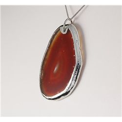 Organic Natural Carnelian Agate Slice Pendant