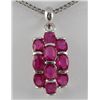 Image 1 : 20.66CTW Pink Ruby Cluster Design Silver Pendant