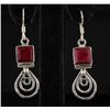 Image 1 : RUBY CORRUNDUM 24.38CTW SILVER HOOK EARRING