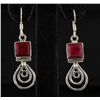 Image 1 : RUBY CORRUNDUM 24.38CTW SILVER HOOK EARRING