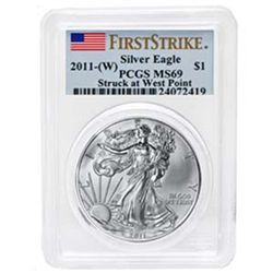 2011 (W) 1 oz Silver American Eagle MS-69 PCGS West Poi