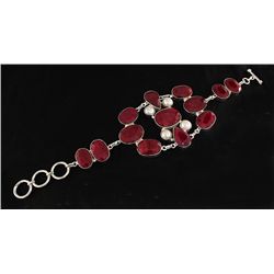 RUBY CORRUNDUM 58.67GRAMS FASHION SILVER BRACELET