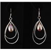 Image 1 : Pearl Dangling 3.80g Diamond Cut Design Silver Earring