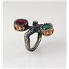 Image 2 : Natural Stone Cocktail Victorian Design Ring