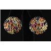 Image 2 : 11.18ctw MultiColored Rhinestone Cluster Silver Earring