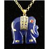 Image 1 : 25.66CTW PURPLE BLUE JADE ELEPHANT GOLD PLATED PENDANT