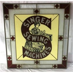 Singer Sewing Machine Advertising Stained Glass